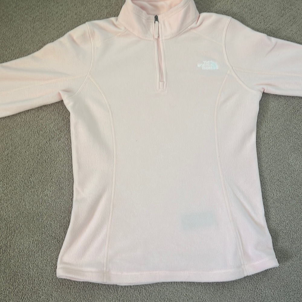 Quarter zip north face jacket, fleece light, pink